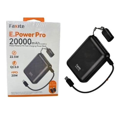 Powerbank Faxite E20PRO 20 000 mAh , Batterie Externe Charge Rapide 22.5W, Affichage Digital